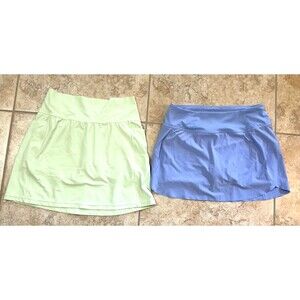Athleta Run With It & Salutation Skort Womens M Lot of 2 Stash Pocket Green Blue